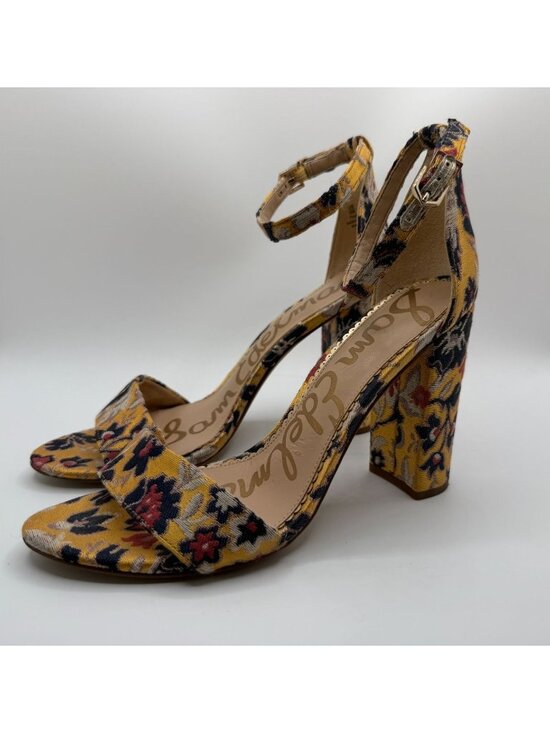 Sam Edelman Shoes - Sam Edelman Yaro Block Heel Sandals Women Size 8M Tuscan Yellow/Multi Floral